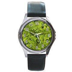 Botanical Motif Plants Detail Photography Round Metal Watch by dflcprintsclothing