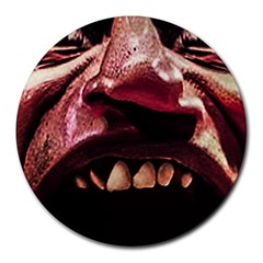 Scary Man Closeup Portrait Illustration Round Mousepad by dflcprintsclothing