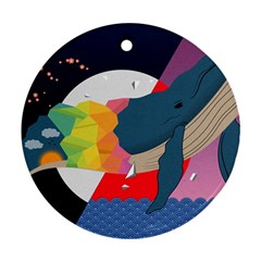 Whale Moon Ocean Digital Art Ornament (round)