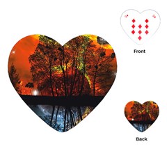 Space Nature Fantasy Trees Playing Cards Single Design (heart)