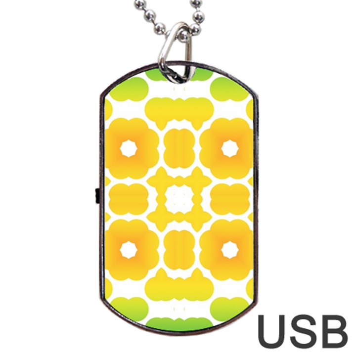 Yellow Seamless Pattern Dog Tag USB Flash (Two Sides)