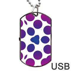 Purple Blue Repeat Pattern Dog Tag Usb Flash (two Sides)