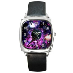 Spaceship Alien Futuristic Square Metal Watch by Ravend