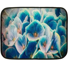 Hydrangeas-blossom-bloom-blue One Side Fleece Blanket (mini) by Ravend