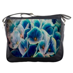 Hydrangeas-blossom-bloom-blue Messenger Bag by Ravend