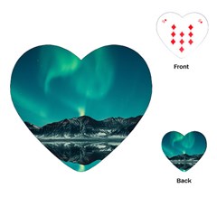 Blue And Green Sky And Mountain Playing Cards Single Design (heart) by Jancukart