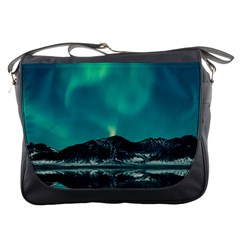 Blue And Green Sky And Mountain Messenger Bag by Jancukart