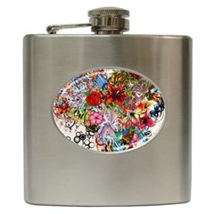 Romantic Cotton Pattern Wallpaper Texture Design Art Hip Flask (6 Oz)