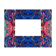 Cobalt Arabesque White Tabletop Photo Frame 4 x6  by kaleidomarblingart