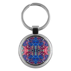 Cobalt Arabesque Key Chain (round) by kaleidomarblingart