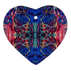 Cobalt Arabesque Heart Ornament (two Sides)