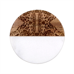 Cobalt Arabesque Classic Marble Wood Coaster (round)  by kaleidomarblingart