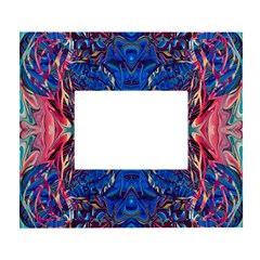 Cobalt Arabesque White Wall Photo Frame 5  X 7  by kaleidomarblingart