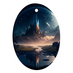 Space Planet Universe Galaxy Moon Oval Ornament (two Sides) by Ravend