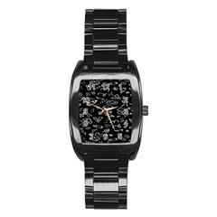 Background Graphic Abstract Pattern Stainless Steel Barrel Watch