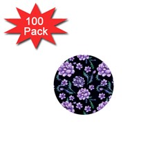 Elegant Purple Pink Peonies In Dark Blue Background 1  Mini Buttons (100 Pack)  by augustinet