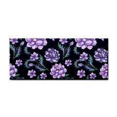 Elegant Purple Pink Peonies In Dark Blue Background Hand Towel by augustinet