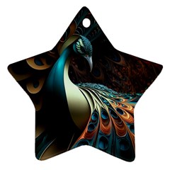 Peacock Bird Feathers Colorful Texture Abstract Star Ornament (two Sides) by Pakemis