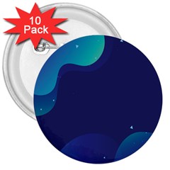 Abstract Blue Texture Space 3  Buttons (10 Pack) 