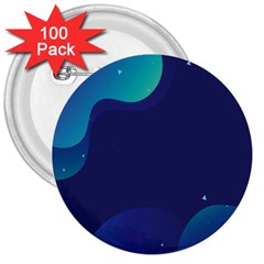 Abstract Blue Texture Space 3  Buttons (100 Pack)  by Ravend