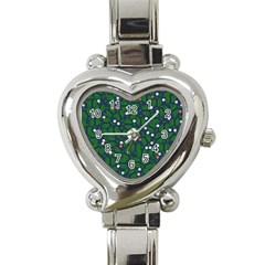 Leaves Flowers Green Background Nature Heart Italian Charm Watch by Ravend