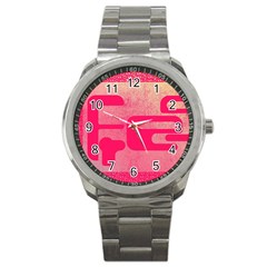 Pink Background Grunge Texture Sport Metal Watch