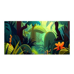 Jungle Rainforest Tropical Forest Jungle Scene Satin Wrap 35  X 70  by Jancukart