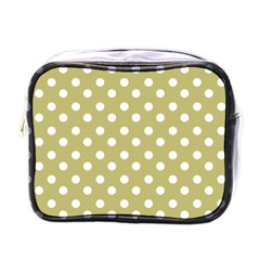 Lime Green Polka Dots Mini Toiletries Bag (one Side) by GardenOfOphir
