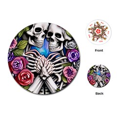 Floral Skeletons Playing Cards Single Design (round) by GardenOfOphir