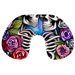 Floral Skeletons Travel Neck Pillow by GardenOfOphir