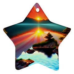 Sunset Over A Lake Ornament (star) by GardenOfOphir