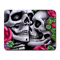 Black Skulls Red Roses Small Mousepad by GardenOfOphir