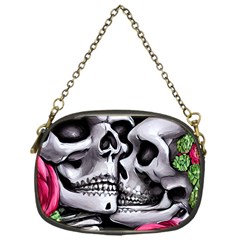 Black Skulls Red Roses Chain Purse (one Side) by GardenOfOphir