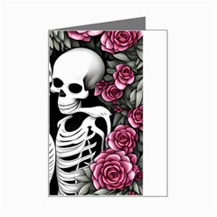 Black And White Rose Sugar Skull Mini Greeting Card by GardenOfOphir