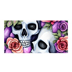 Floral Skeletons Satin Wrap 35  X 70  by GardenOfOphir