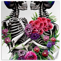 Gothic Floral Skeletons Canvas 16  X 16  by GardenOfOphir