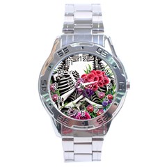 Gothic Floral Skeletons Stainless Steel Analogue Watch by GardenOfOphir