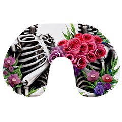 Gothic Floral Skeletons Travel Neck Pillow by GardenOfOphir