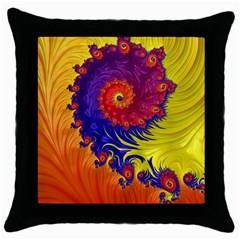Fractal Spiral Bright Colors Throw Pillow Case (black) by Ravend