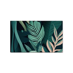 Green Nature Bohemian Painting Leaves Foliage Sticker Rectangular (10 Pack)