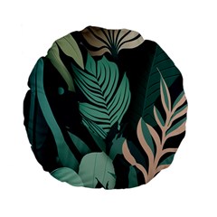 Green Nature Bohemian Painting Leaves Foliage Standard 15  Premium Flano Round Cushions