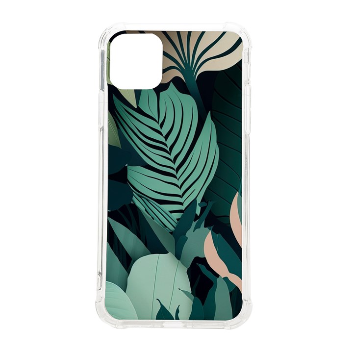 Green Nature Bohemian Painting Leaves Foliage iPhone 11 Pro Max 6.5 Inch TPU UV Print Case