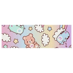 Pusheen Carebears Bears Cat Colorful Cute Pastel Pattern Banner And Sign 12  X 4 