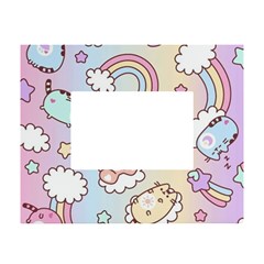 Pusheen Carebears Bears Cat Colorful Cute Pastel Pattern White Tabletop Photo Frame 4 x6 