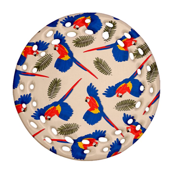 Bird Animals Parrot Pattern Round Filigree Ornament (Two Sides)