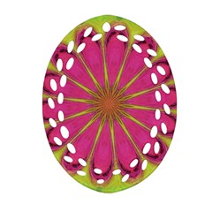 Floral Art Design Pattern Oval Filigree Ornament (two Sides)