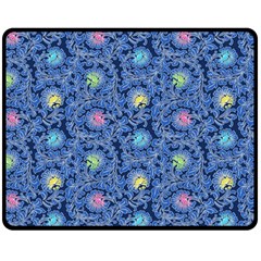 Floral Asia Seamless Pattern Blue Fleece Blanket (medium) by Pakemis