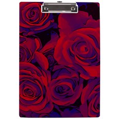 Roses Red Purple Flowers Pretty A4 Acrylic Clipboard by Ravend