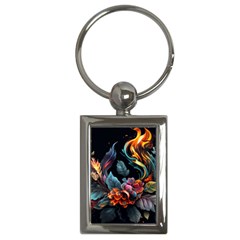 Flowers Flame Abstract Floral Key Chain (rectangle) by Ravend