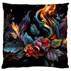 Flowers Flame Abstract Floral Large Cushion Case (two Sides)